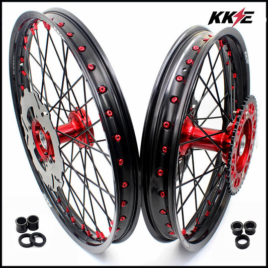 KKE 21 & 19 Cast Wheels for HONDA CR125R 96-97 CR250R 1996 CR500R 96-01 Black Spoke Disc - Howling Moto