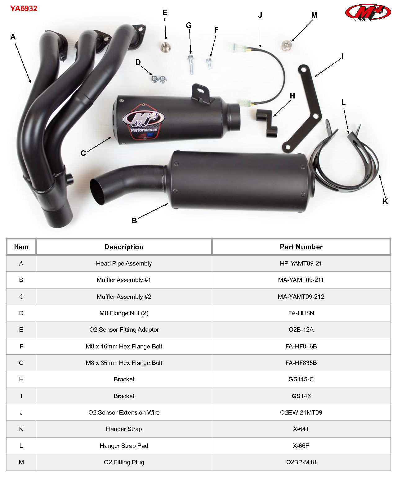 All black M4 full exhaust system for Yamaha MT-09/SXR900 2021-2026, by Bill's Exhausts, shown on a motorcycle.
