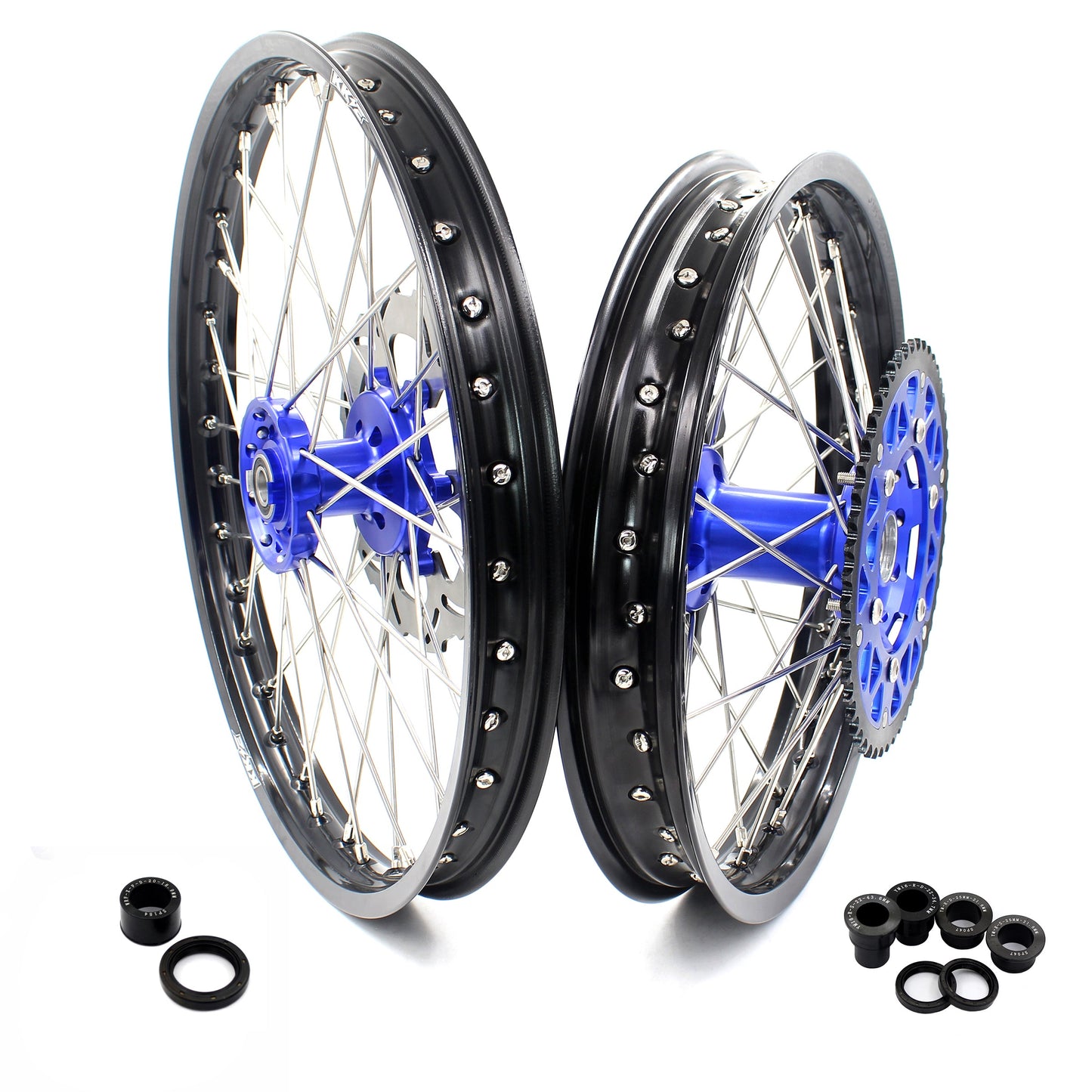 KKE 21 & 18 Enduro Wheels for YAMAHA WR250F 2001-2016 WR450F 2003-2015 Blue&Black 250mm Disc - Howling Moto