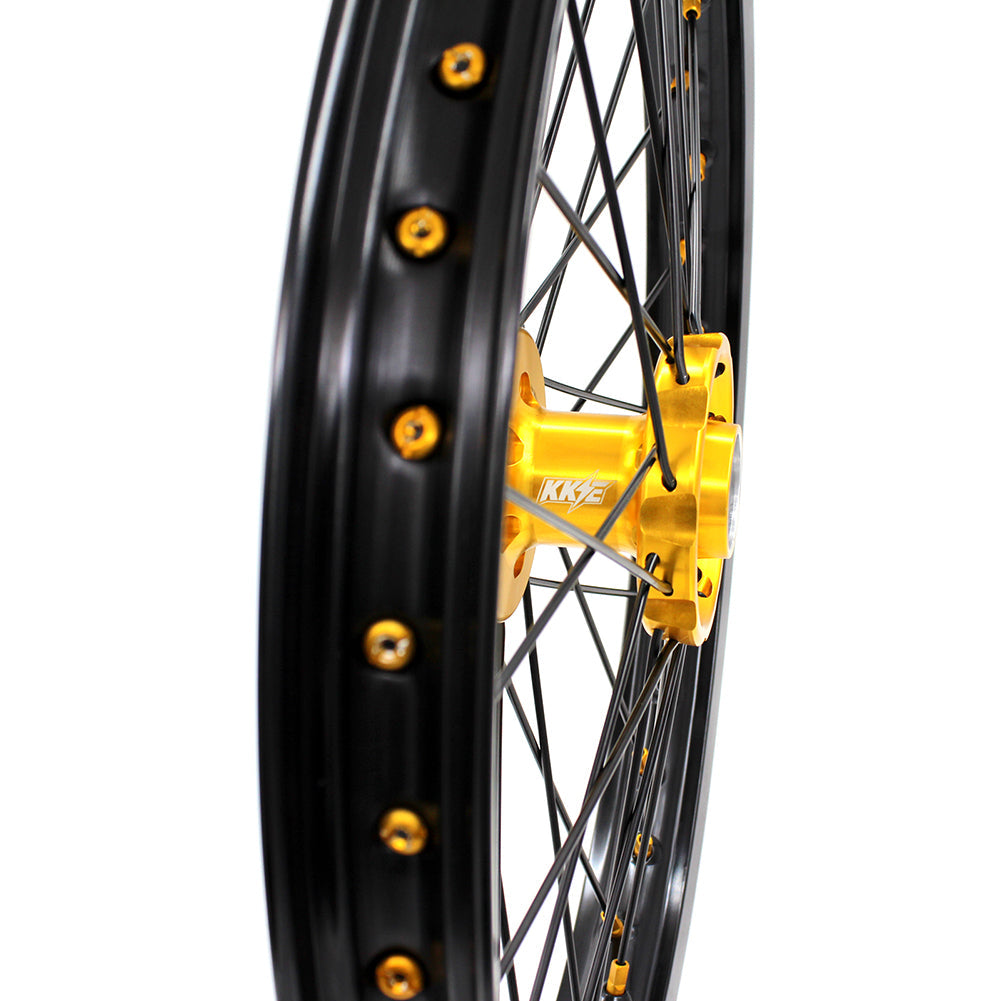 KKE 21" & 19" Mx Diretibke Wheels For YAMAHA YZ125/250 1999-2016 YZ250F/450F 2003-2015 Black Spokes With Disc - Howling Moto