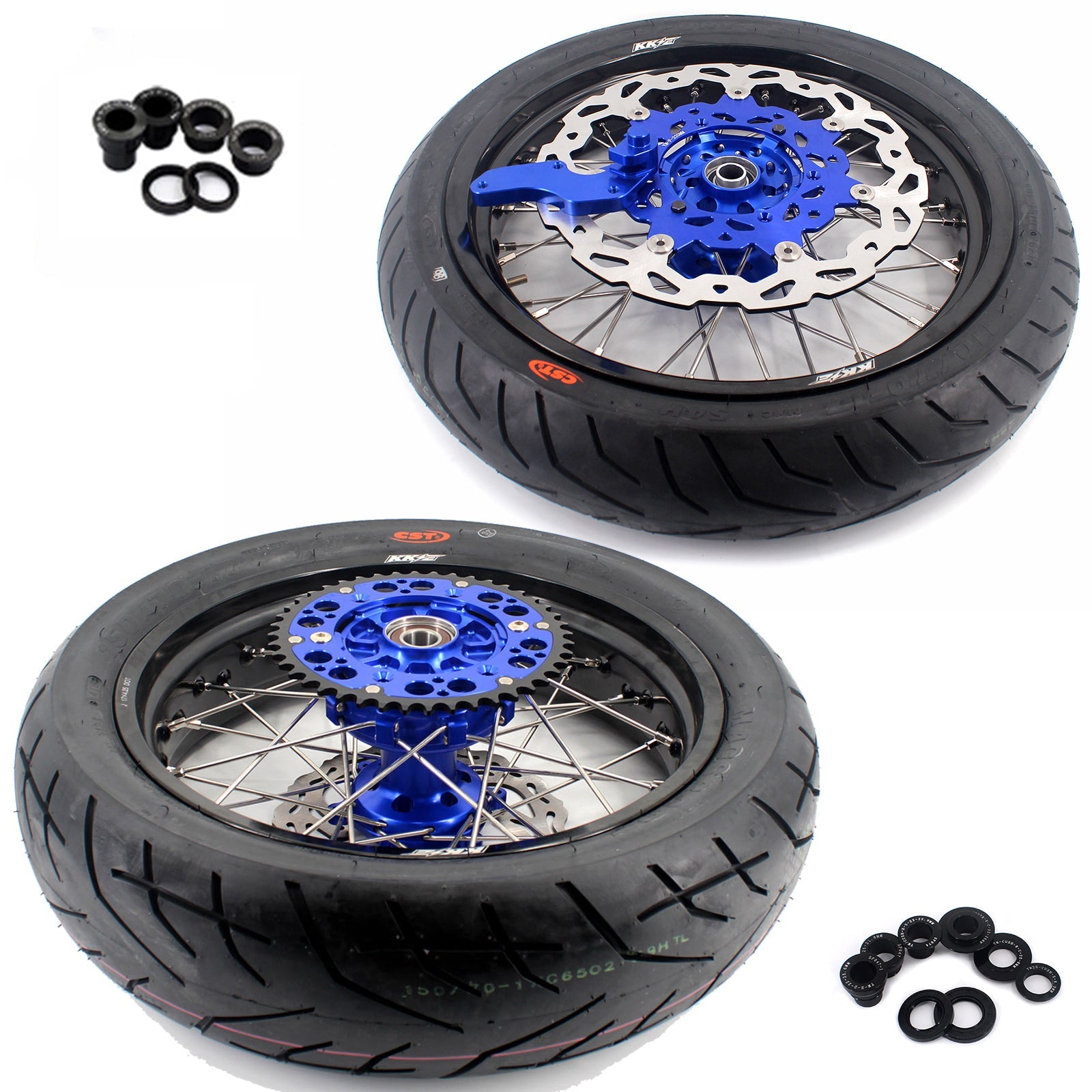 KKE 3.5/4.25*17inch CUSH DRIVE Supermoto Wheels For YAMAHA YZ125 YZ250 YZ450FX YZ250F YZ450F WR450F Tires - Howling Moto