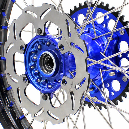 KKE 21"&18" Enduro Dirtbike Casting Wheels For YAMAHA YZ125 YZ250 1999-2016 YZ250F YZ450F 2003-2015 Blue Nipples With Disc - Howling Moto