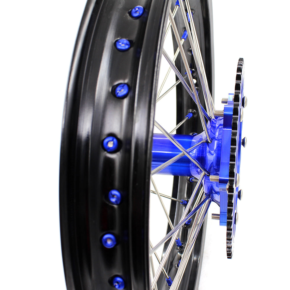 KKE 21"&18" Enduro Dirtbike Casting Wheels For YAMAHA YZ125 YZ250 1999-2016 YZ250F YZ450F 2003-2015 Blue Nipples With Disc - Howling Moto
