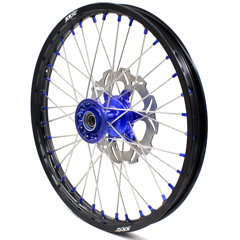 KKE 21"&18" Enduro Dirtbike Casting Wheels For YAMAHA YZ125 YZ250 1999-2016 YZ250F YZ450F 2003-2015 Blue Nipples With Disc - Howling Moto