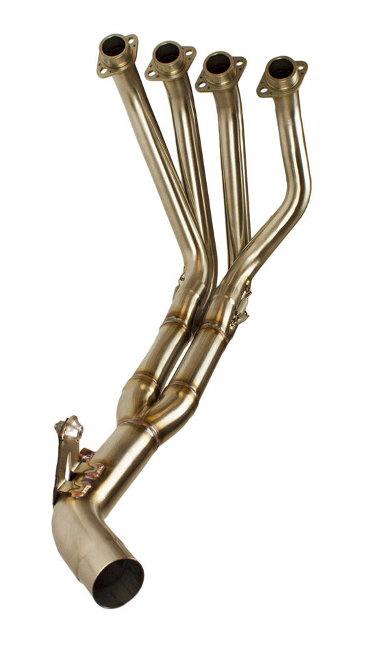 Universal M4 exhaust header kit for Z900 motorcycles, featuring sleek design and high-performance construction by Bill's Exhausts.