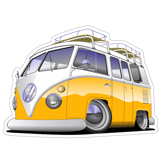 VW 3D-Bus / Van Car Vinyl Decal / Sticker, 4" x 2.9" - Howling Moto
