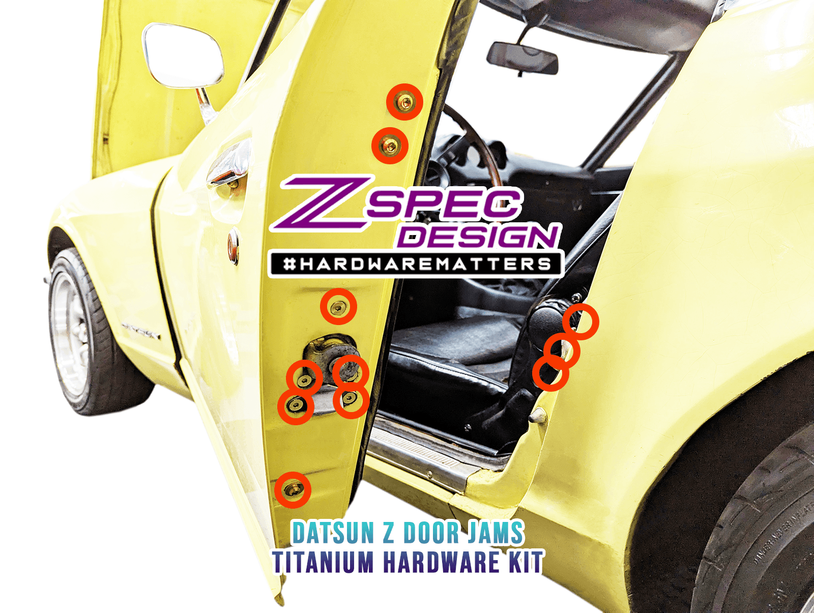ZSPEC Dress Up Bolts® Fastener Kit, Door Jams Area for Datsun 240/260/280z S30, Titanium - Howling Moto