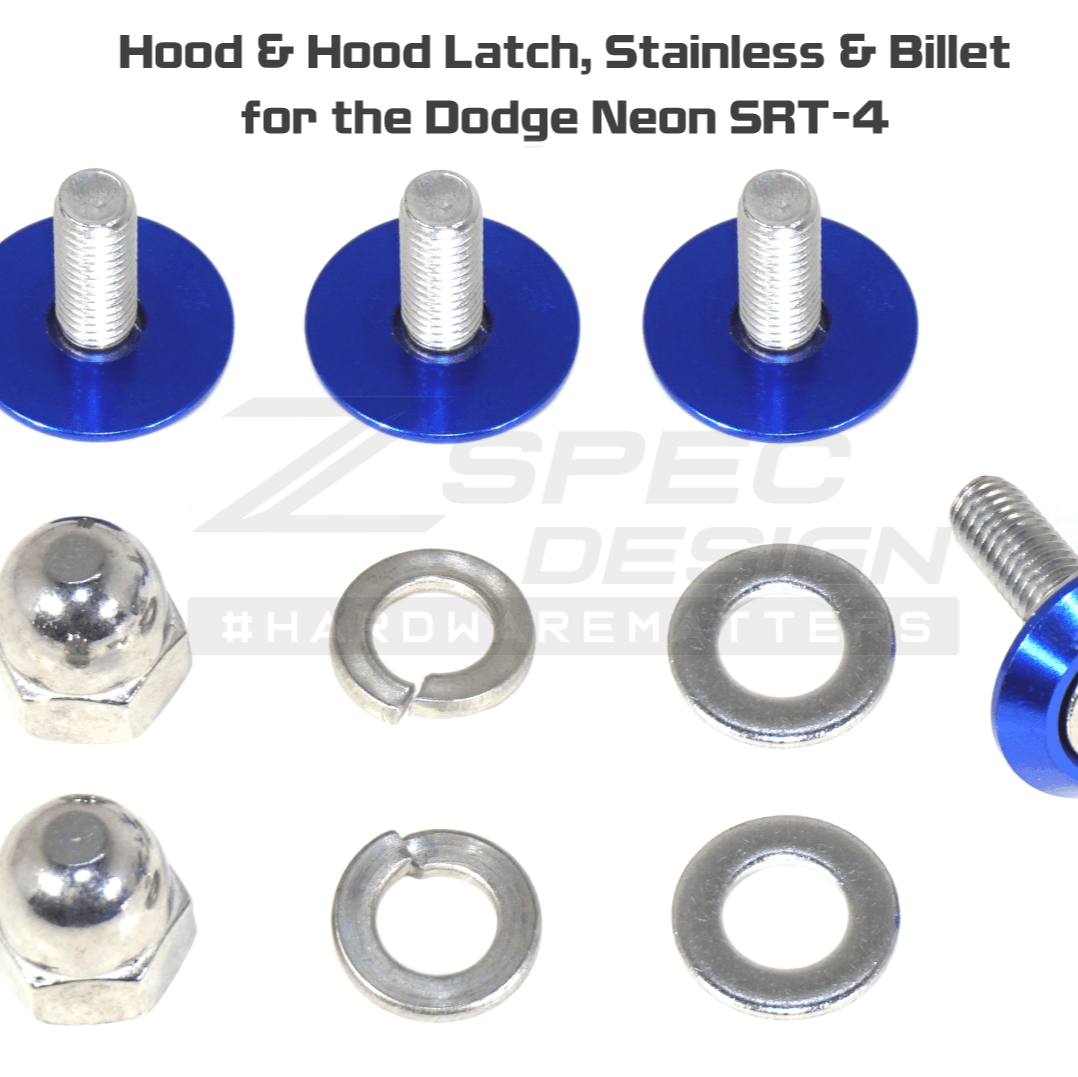 ZSPEC Hood & Hood Latch Fasteners for '03-05 Dodge Neon SRT-4, Stainless & Billet - Howling Moto