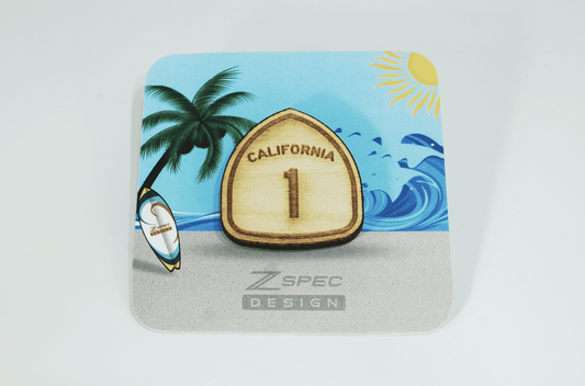 ZSPEC Pacific Coast Highway (PCH) Route 1 Wooden Lapel/Hat Pin - Howling Moto
