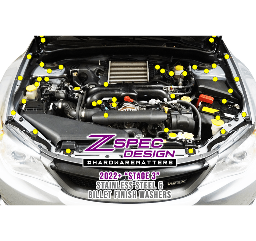 ZSPEC Stage-3 Dress Up Bolts® Fastener Kit for '08-14 Subaru WRX & STi, Stainless & Billet - Howling Moto