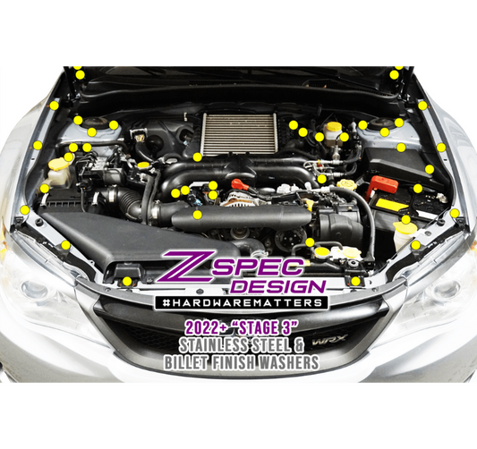 ZSPEC Stage-3 Dress Up Bolts® Fastener Kit for '08-14 Subaru WRX & STi, Stainless & Billet - Howling Moto