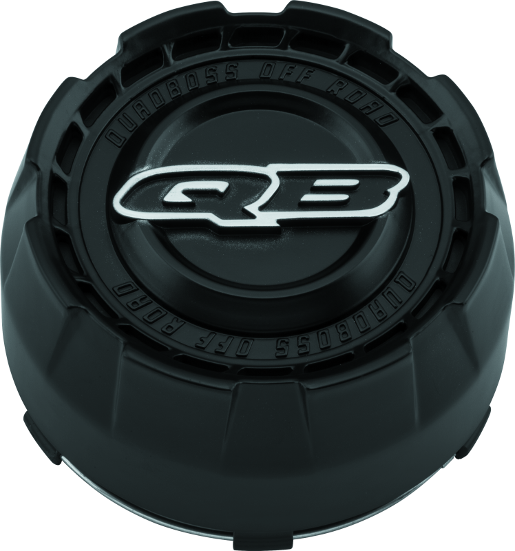 QuadBoss center caps for 4x137 and 4x156 wheels, part number 608532, featuring a sleek black finish and brand logo.