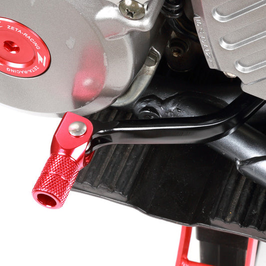 ZETA forged shift lever for Honda CRF motorcycles, part ZE90-4032, shown in black with textured grip surface.