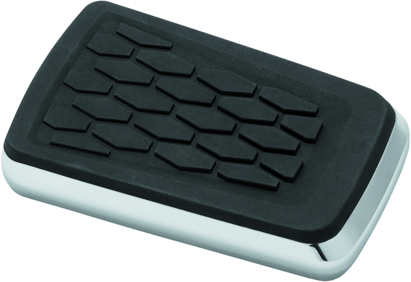 Kuryakyn Hex Chrome Brake Pedal Pad for Harley Davidson Touring models, showcasing a shiny, hex-patterned design.