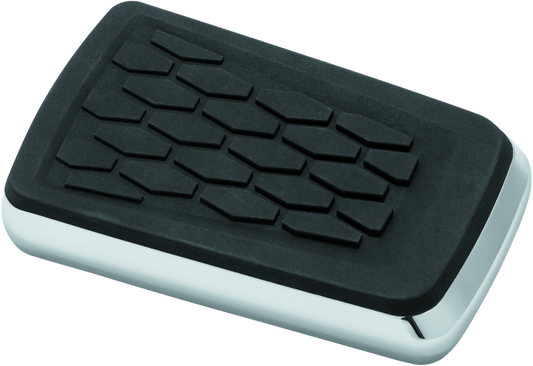 Kuryakyn Hex Chrome Brake Pedal Pad for Harley Davidson Touring models, showcasing a shiny, hex-patterned design.