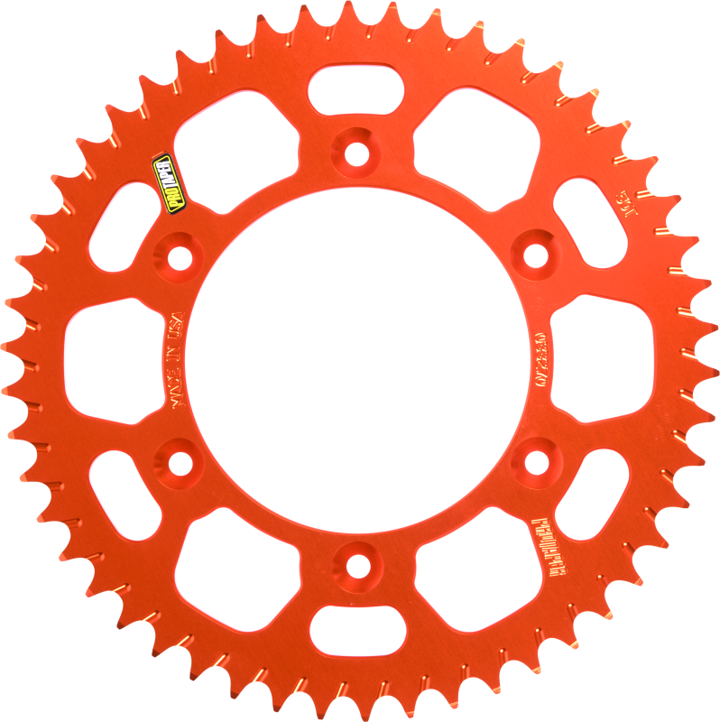 ProTaper KTM rear orange sprocket with 50 teeth, durable metal construction, designed for motocross bikes.