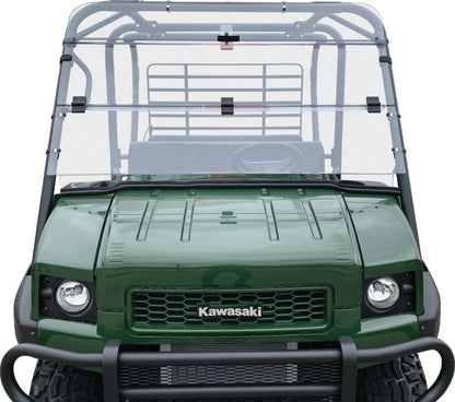 QuadBoss KAF620 Mule 4010 folding windshield for Kawasaki Mule 4010 4x4, shown installed on the vehicle.