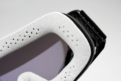 Bill's Exhausts 100% Armega goggles in black with silver flash mirror lenses, showcasing sporty design and reflective eyewear.