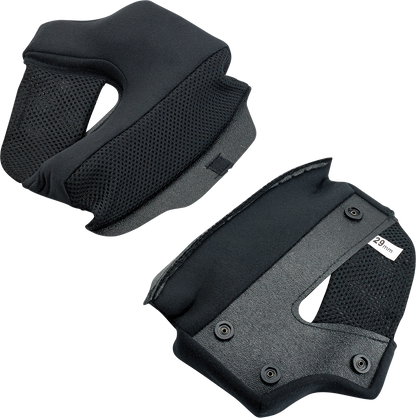 BILTWELL Lane Splitter cheek pads for helmets, 15mm thick, designed by Bill's Exhausts, showing padded interior of helmet accessories.