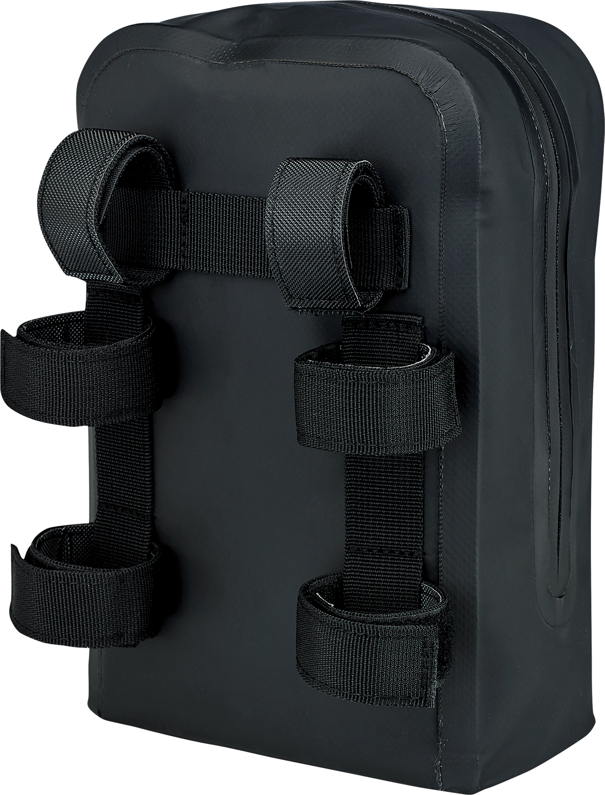 Bill's Exhausts Biltwell handlebar bag 3008-01 mounted on a motorcycle handlebar with zipper closure and durable fabric.