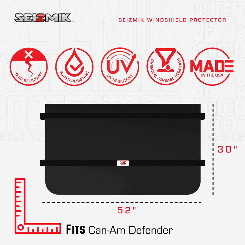 SEIZMIK Windshield Protector Can with 3-layer water and moisture-resistant fabric, designed to shield and protect vehicle windshields.