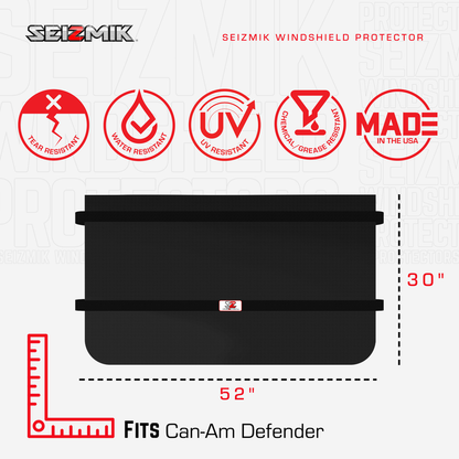 SEIZMIK Windshield Protector Can with 3-layer water and moisture-resistant fabric, designed to shield and protect vehicle windshields.