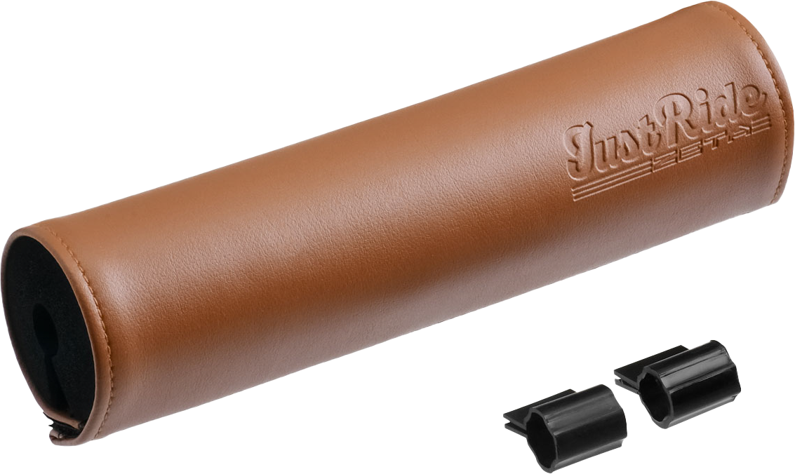 ZETA ZETA ZE47-9501 motorcycle handlebar bar pad and brace set in brown leather, 8-inch length, with padded cushion and mounting hardware