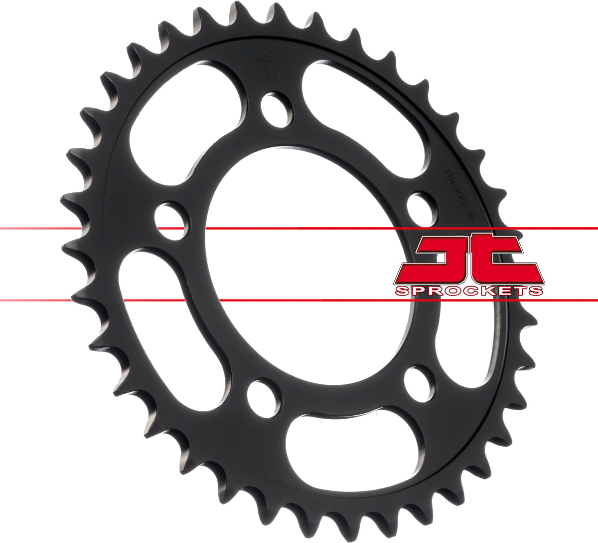 JT 36T steel rear sprocket for 520 chains, high-quality Japanese carbon steel construction, with teeth and sprocket design visible.