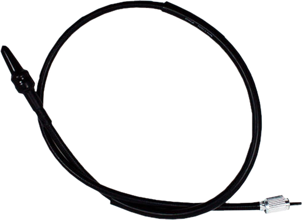 Black vinyl motorcycle speedo cable by MOTION PRO, model 02-0003, with visible cable ends and protective housing.