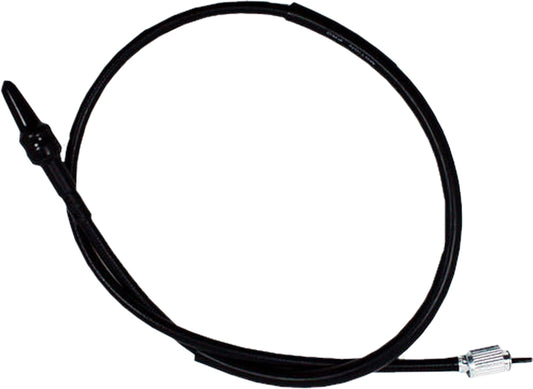 Black vinyl motorcycle speedo cable by MOTION PRO, model 02-0003, with visible cable ends and protective housing.