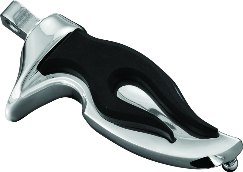 Kuryakyn Flamin Peg with male mount adapter in chrome for powersports bikes featuring an aggressive flamed design.