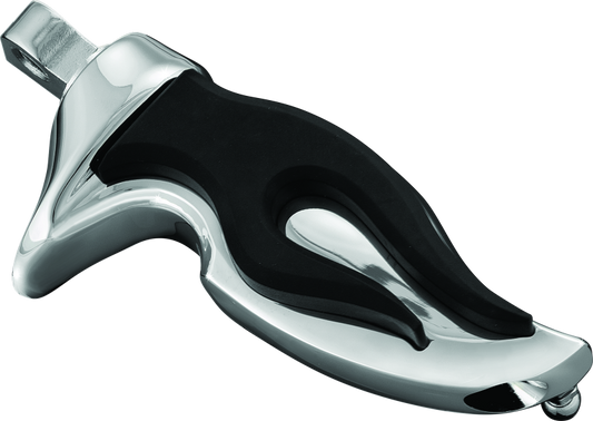 Kuryakyn Flamin Peg with male mount adapter in chrome for powersports bikes featuring an aggressive flamed design.
