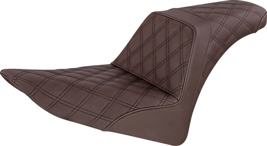 SADDLEMEN Step-Up Seat - Full Lattice Stitch - Brown - FLS 812-26-175BR - Howling Moto