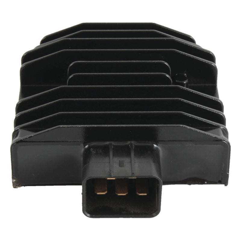 QuadBoss voltage regulator for Honda TRX400F series ATV, part #463597, mounted on the vehicle with electrical connections visible.