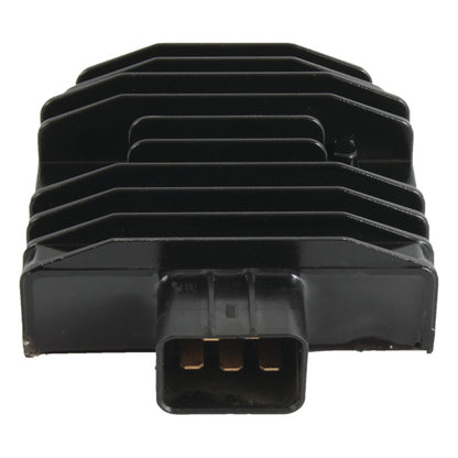 QuadBoss voltage regulator for Honda TRX400F series ATV, part #463597, mounted on the vehicle with electrical connections visible.