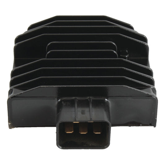 QuadBoss voltage regulator for Honda TRX400F series ATV, part #463597, mounted on the vehicle with electrical connections visible.