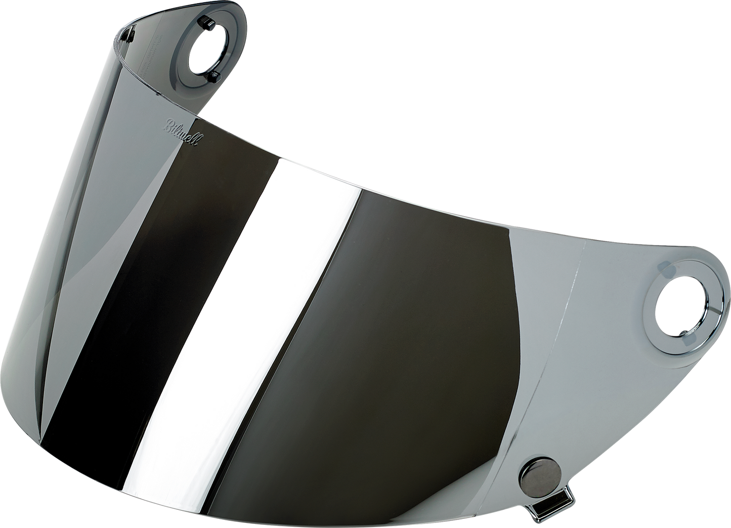 Chrome flat shield for BILTWELL Gringo S Gen 2 motorcycle helmet, featuring a reflective mirror finish.