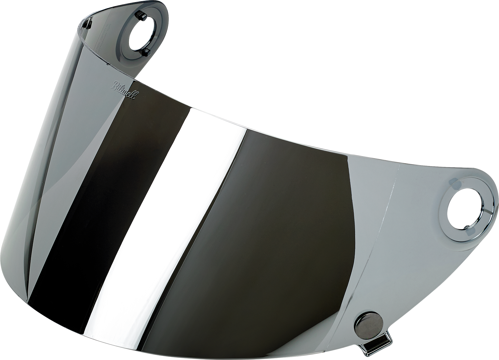 Chrome flat shield for BILTWELL Gringo S Gen 2 motorcycle helmet, featuring a reflective mirror finish.