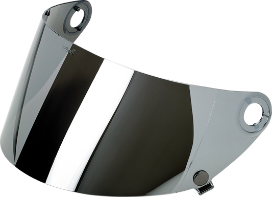 Chrome flat shield for BILTWELL Gringo S Gen 2 motorcycle helmet, featuring a reflective mirror finish.