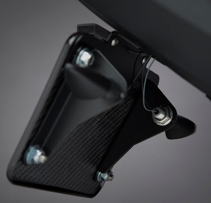 YOSHIMURA universal motorcycle turn signal bracket mounted on a bike, showcasing durable metal construction and sleek design.