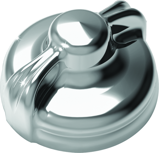 Chrome Kuryakyn Easy Turn Dipstick Cap for Harley-Davidson motorcycles, featuring a sleek, easy-to-turn design.