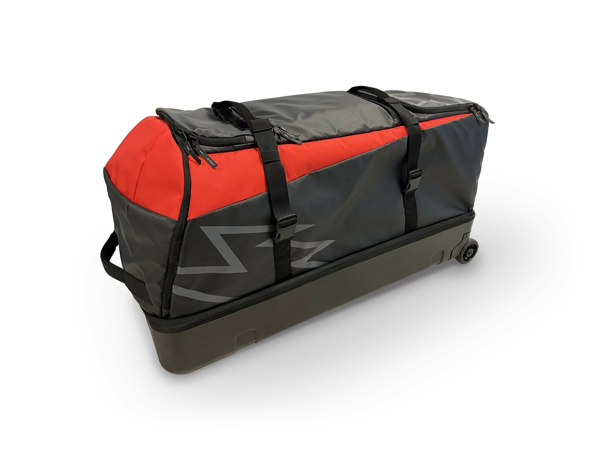 USWE Buddy 150L gear trolley bag showing durable construction, large storage capacity, and sturdy wheels for easy transport.