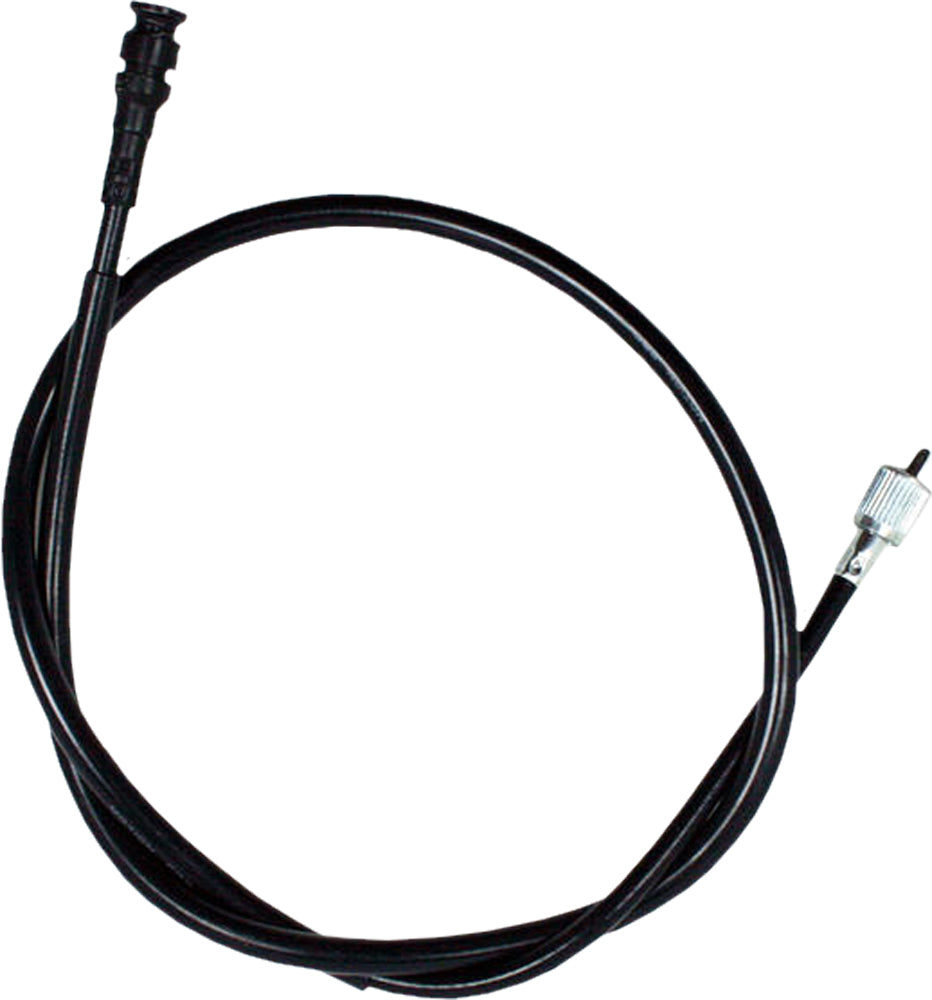 Black vinyl motorcycle speedo cable by MOTION PRO, model 02-0045, shown coiled and ready for installation.
