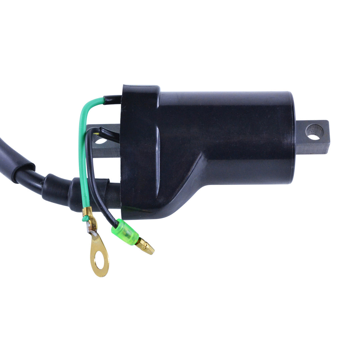 RM STATOR external ignition coil part RM06056, showing the compact coil with electrical connectors for easy replacement.