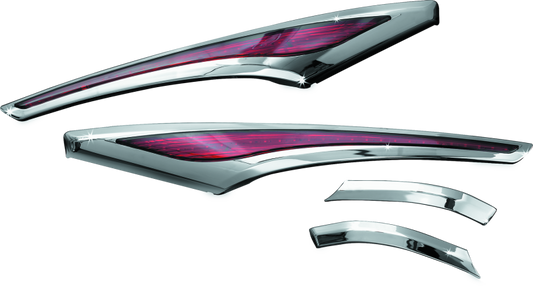 Kuryakyn LED saddlebag accent swoops on a Honda Gold Wing F6B motorcycle, highlighting the sleek, illuminated saddlebag design.