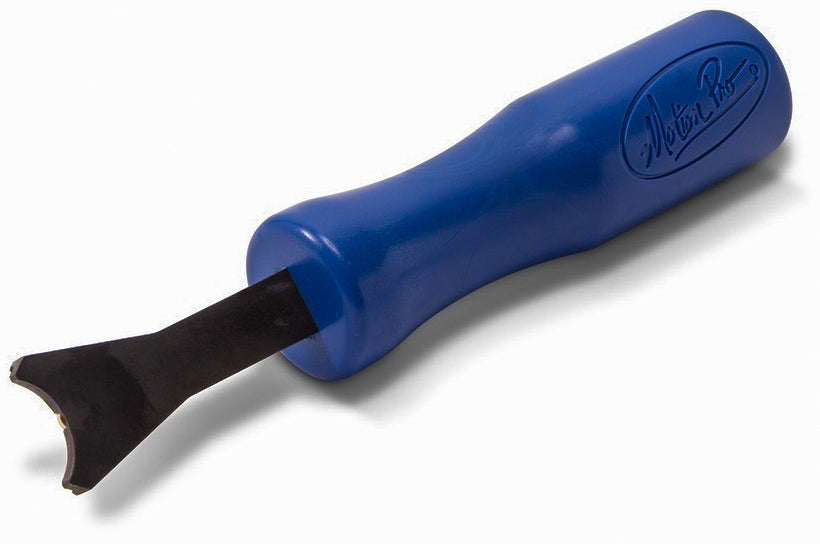 Motion Pro U joint clip installer tool, part number 08-0696, shown in use for motorcycle U joint installation.