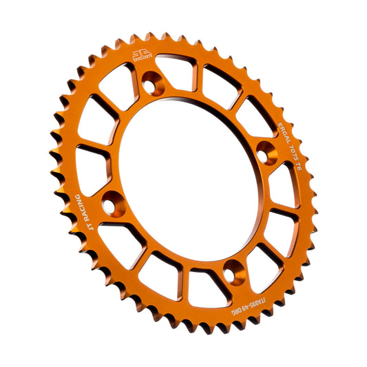 JT RaceLite 49T aluminum rear sprocket for Husqvarna and KTM motorcycles, lightweight and durable bike sprocket.