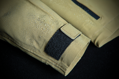 Bill's Exhausts ICON Stormhawk jacket CE in tan, large size, featuring a protective motorcycle jacket with rugged design and branding.
