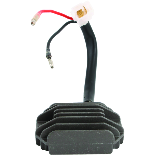 QuadBoss voltage regulator for Yamaha YFM models, showing the black rectangular component with mounting terminals.