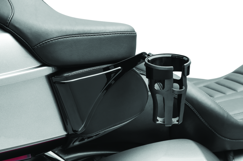Kuryakyn Reflex Drink Holder for Harley-Davidson Touring models, right side, glossy black finish with part number 6487